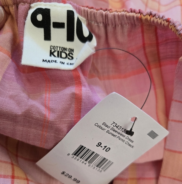 NWT Cotton On Kids Plaid Sundress, 9-10 - Picture 4 of 6